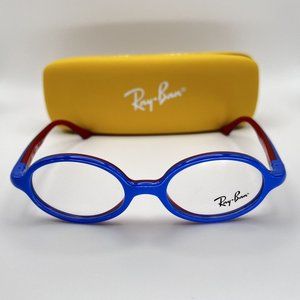 Ray-Ban RB 1545 3703 Kids Junior Oval Eyeglass Frames Red Blue 42-16-115 Case